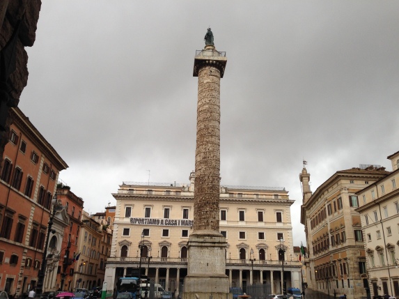 This Column was built by Hadrian 100AD but a Pope added his statue around 1500